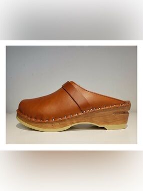 Troentorp Leather Da Vinci Clogs in Cognac / Brown